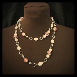 FIRST Blush Necklace Imitation Rhodium Plated, Crystal, Necklace, 36"